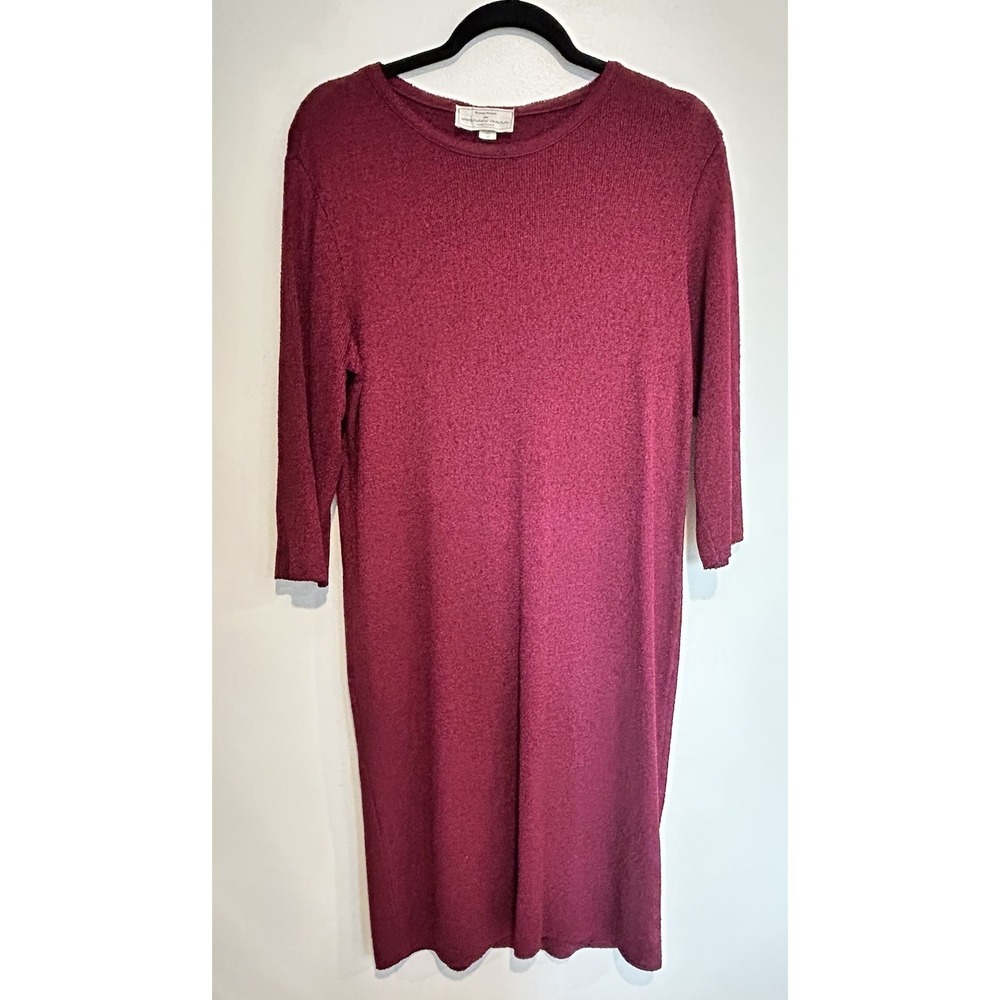 Brenda French French Rags Knit Grandma Lagenlook Midi Dress Merlot SZ 3 Large‎